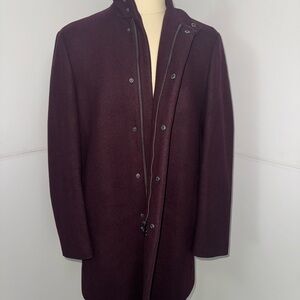 Calvin Klein Collection Men's Plum Wool Pea Coat